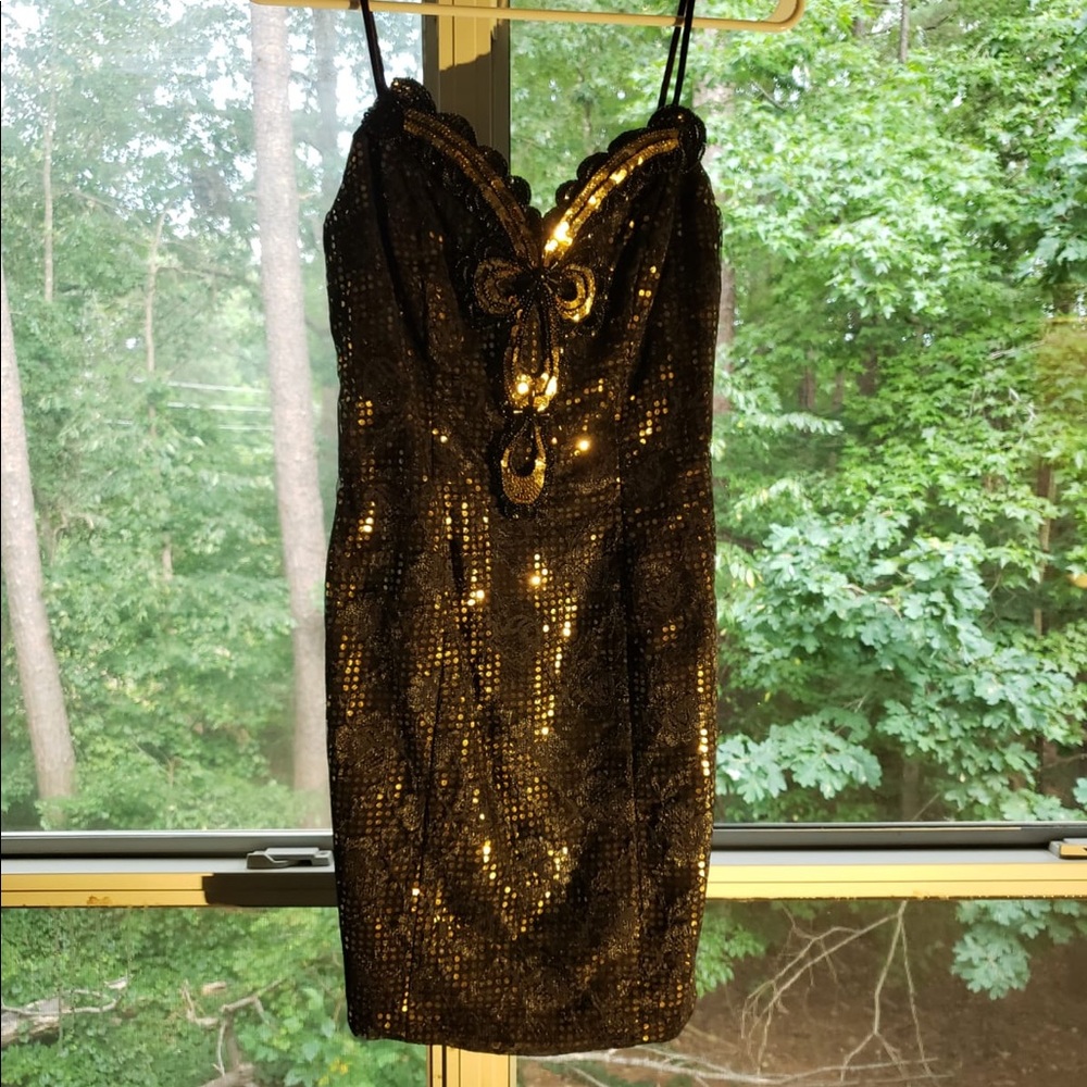 Vintage Lace Overlay Prom Dress